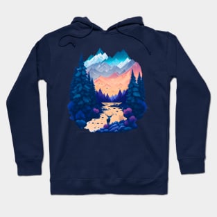 Colorful Pastel Mountain Landscape Hoodie